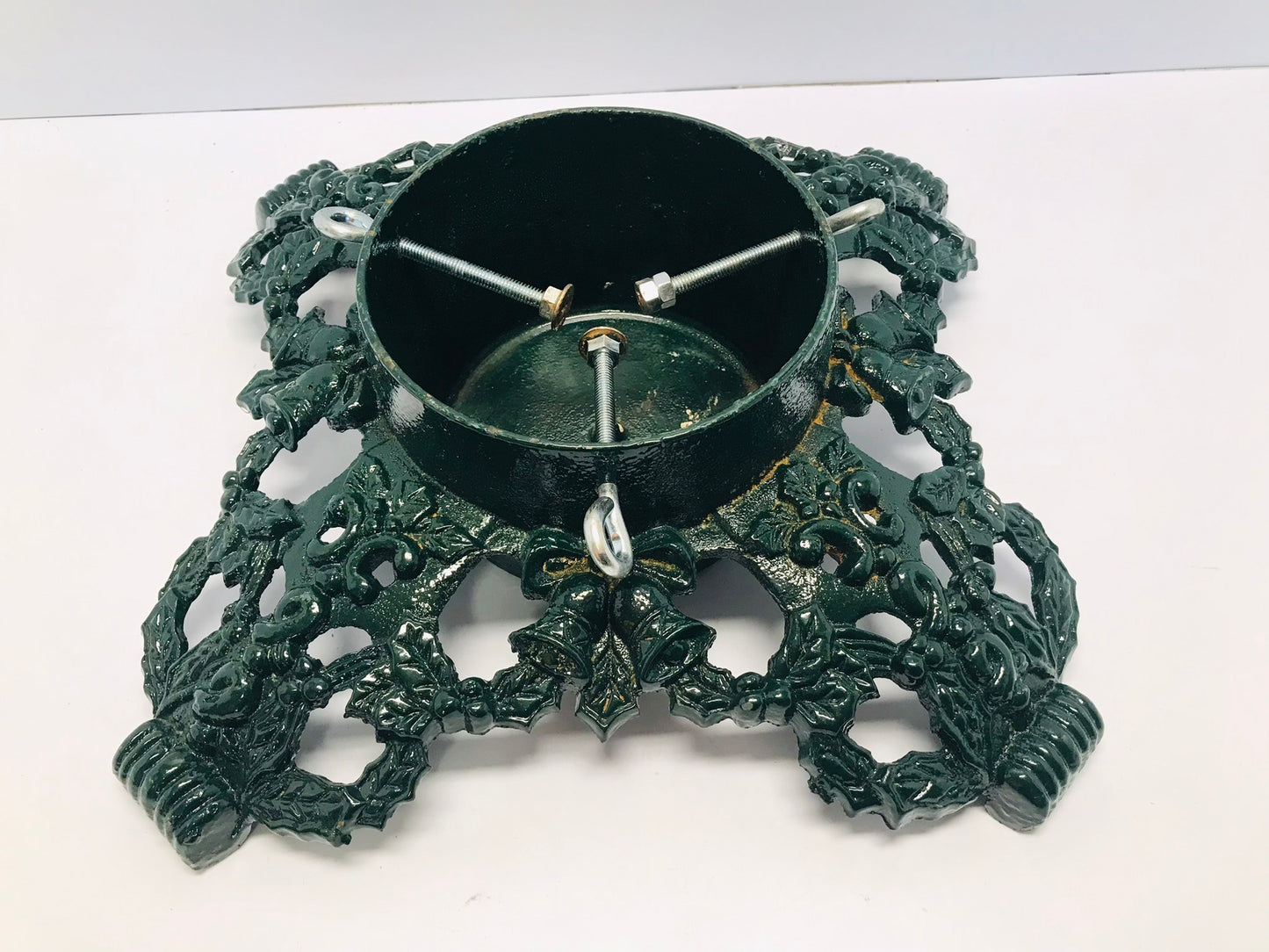 Vintage 1950's Victorian Live Christmas Tree 12x12 inch Heavy Cast Iron Tree Stand RARE