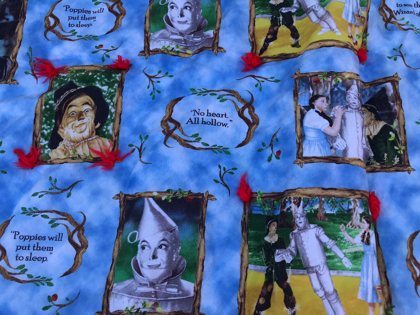 Vintage Child's Quilted Blanket The Wizard Of Oz Cotton 42x50 inch Hand Made New