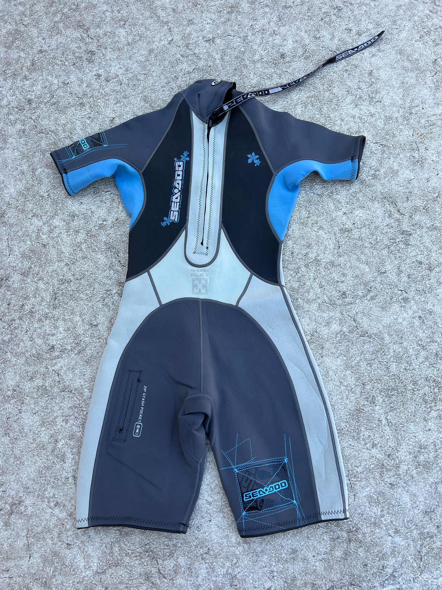 Wetsuit Women's Size 9-10 Seadoo 2-3mm Blue Grey Surf Kayak Like New