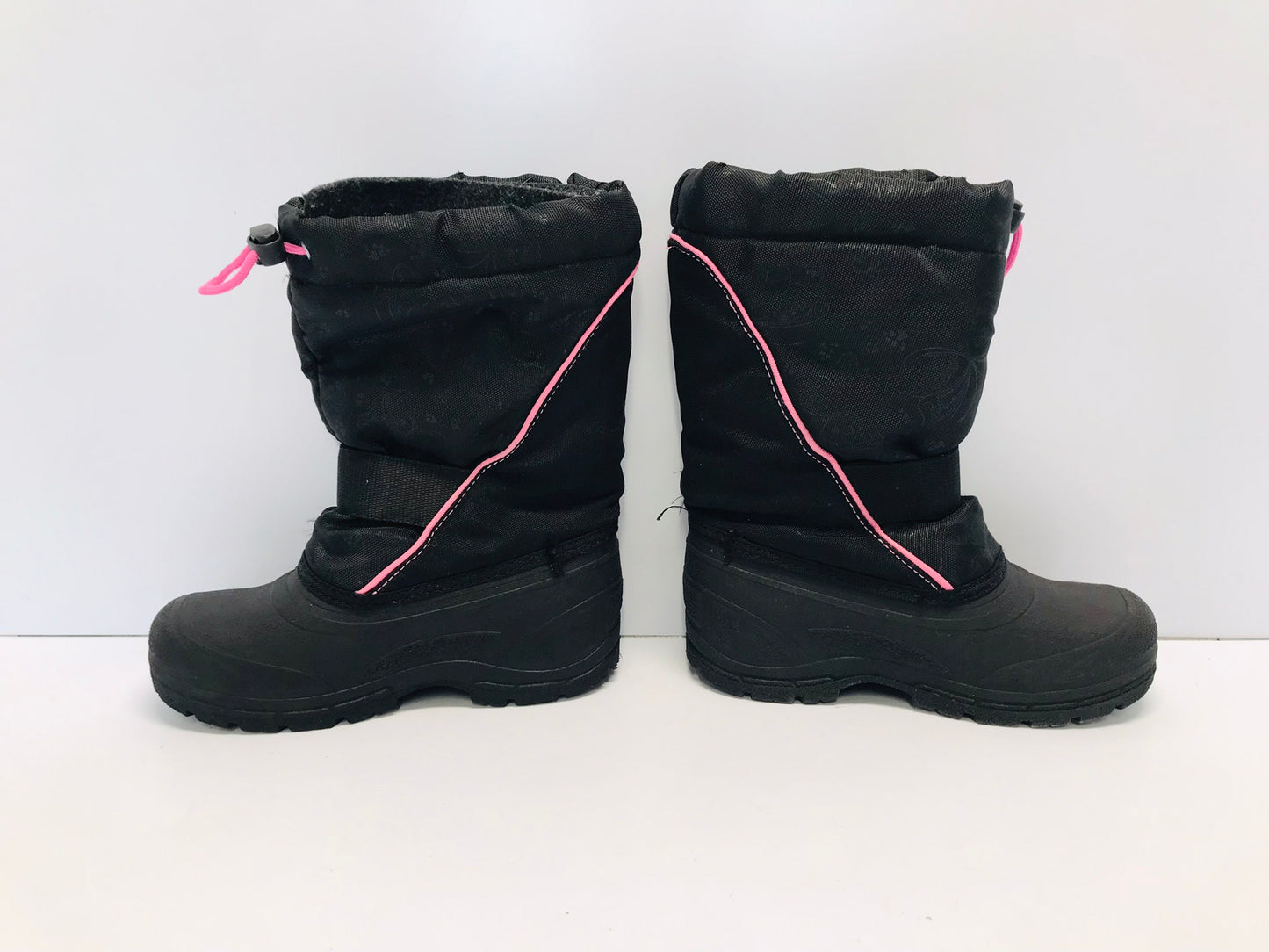 Winter Boots Child Size 13 Maple Leaf Waterproof Black Pink With Liner Excellent