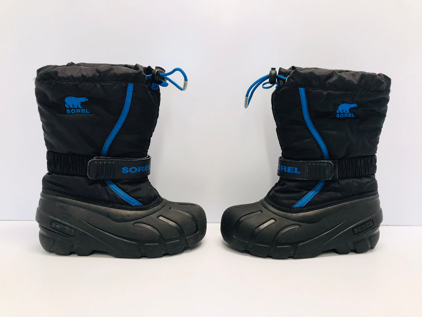 Winter Boots Child Size 13 Sorel Waterproof Rubber Soles With Liners Blue Black
