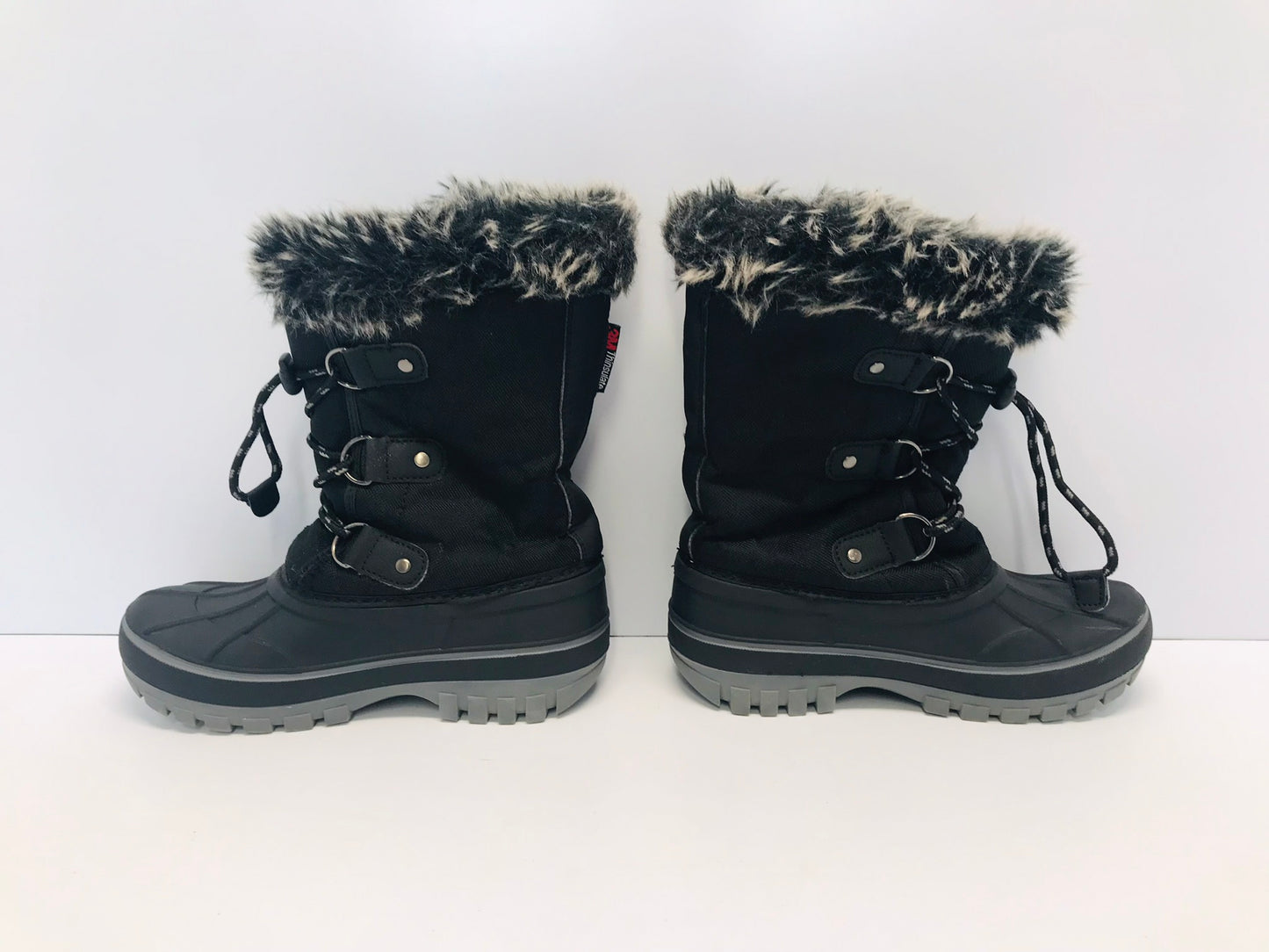 Winter Boots Child Size 1 Canadian Black With Faux Fur Like New