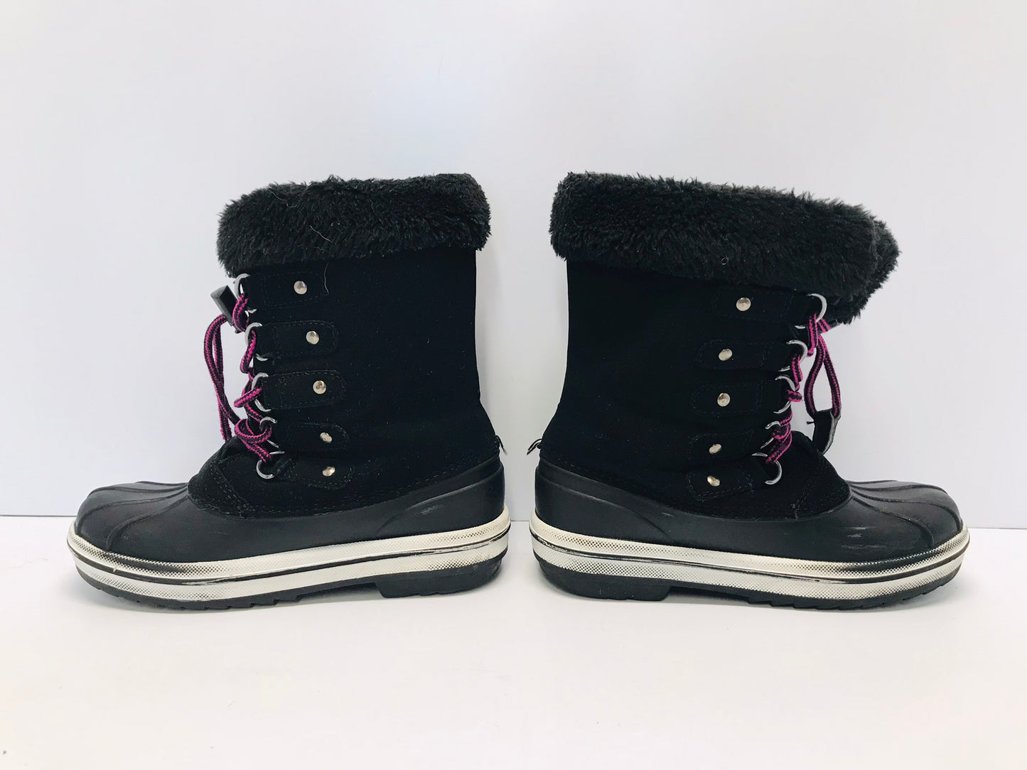 Winter Boots Child Size 1 Canadian Black and Fushia Excellent