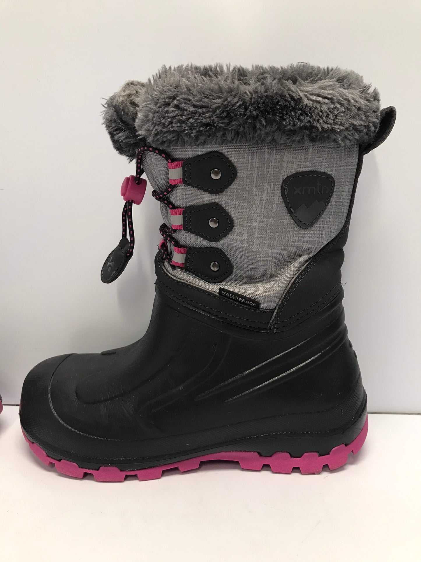 Winter Boots Child Size 1 Canadian Waterproof Grey Pink Like New