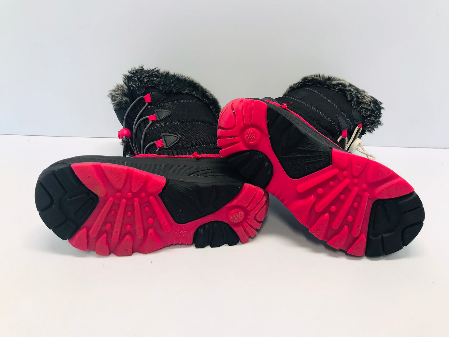 Winter Boots Child Size 1 Kamik Black Fushia With Faux Fur Excellent