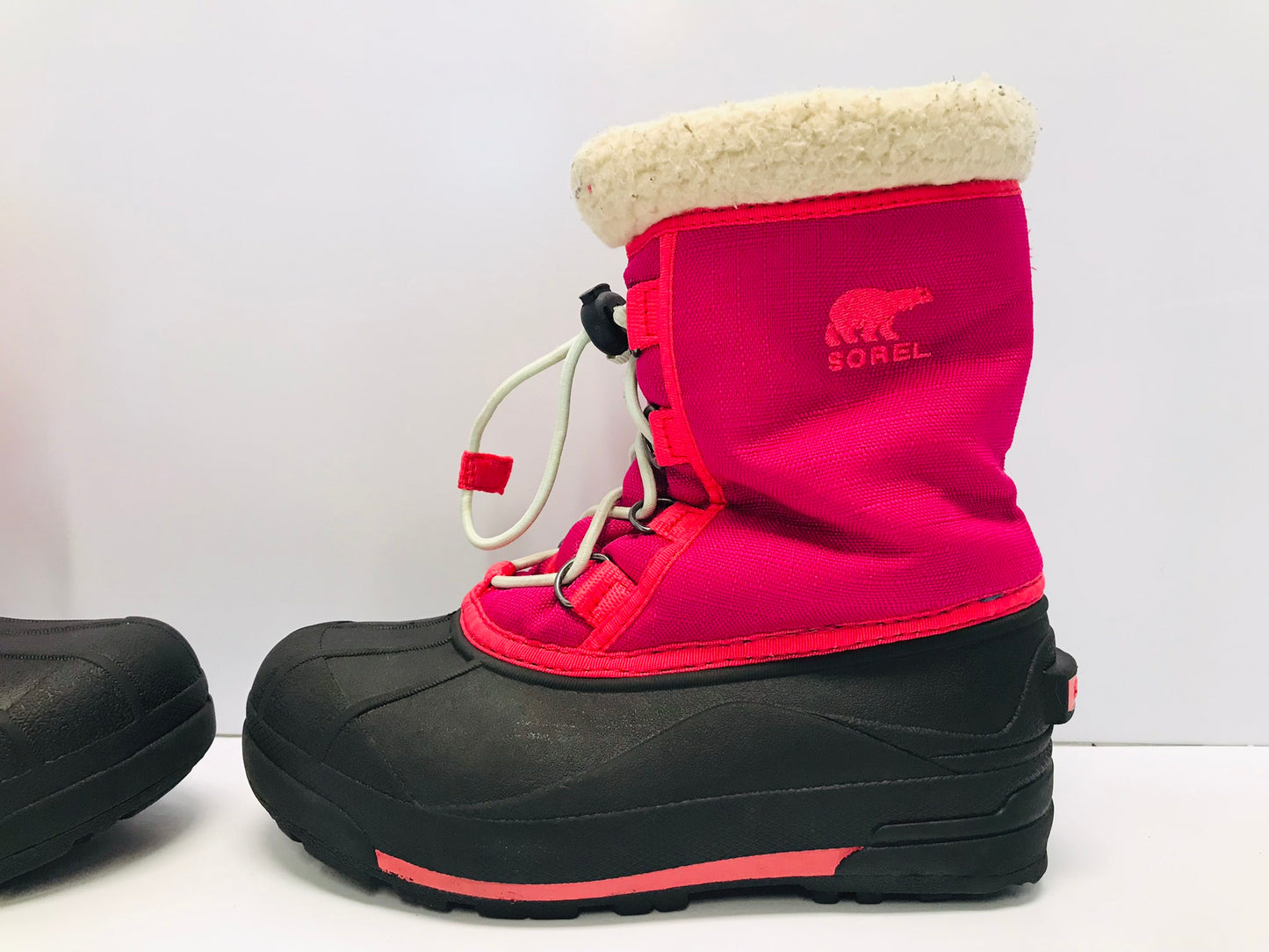 Winter Boots Child Size 1 Sorel Waterproof Rubber Soles Black Fushia Pink Excellent
