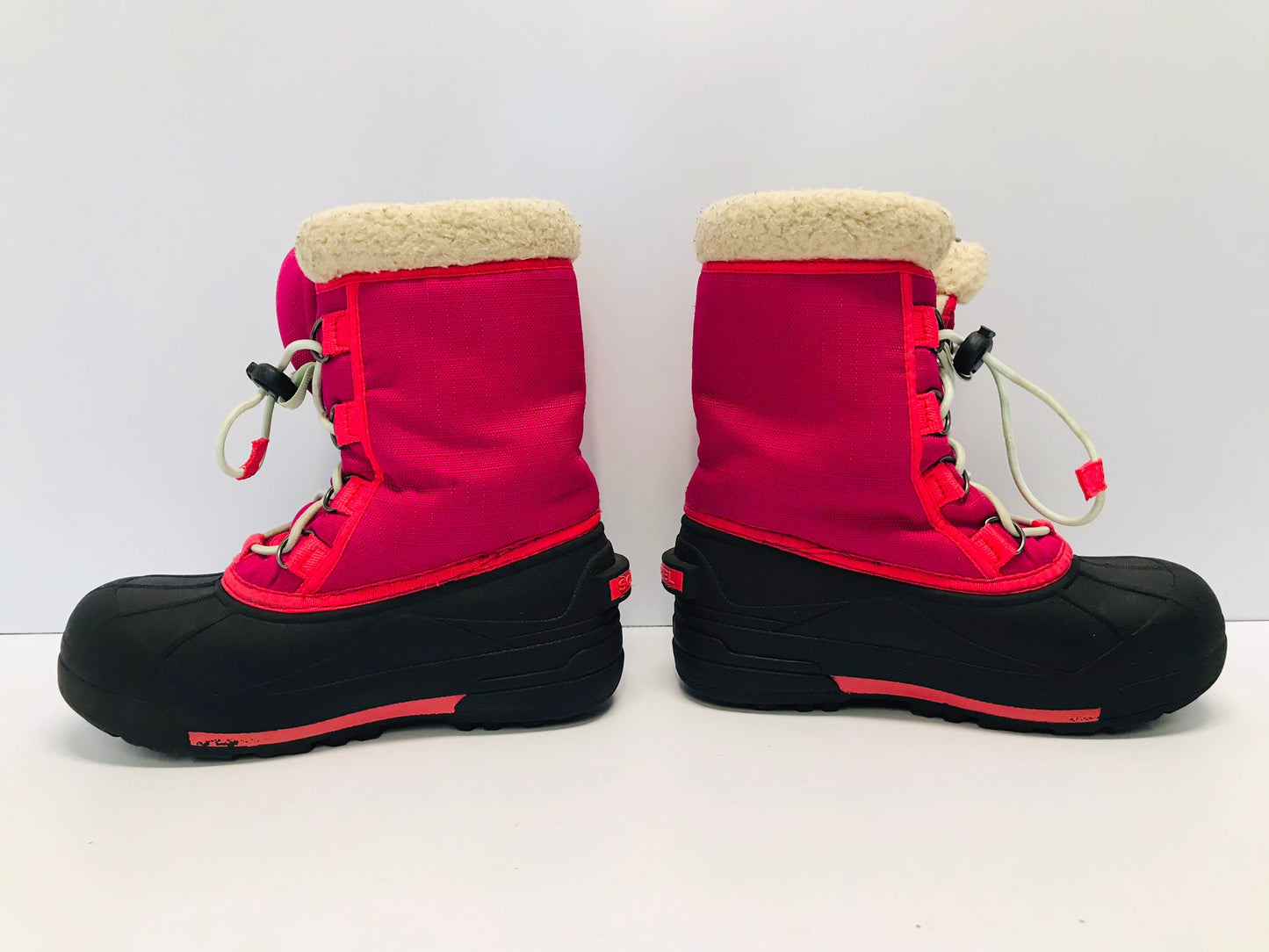 Winter Boots Child Size 1 Sorel Waterproof Rubber Soles Black Fushia Pink Excellent