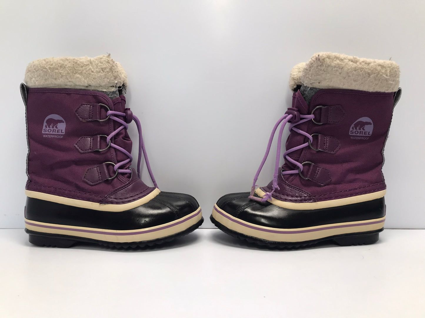 Winter Boots Child Size 2 Sorel Purple Black With Liner Waterproof