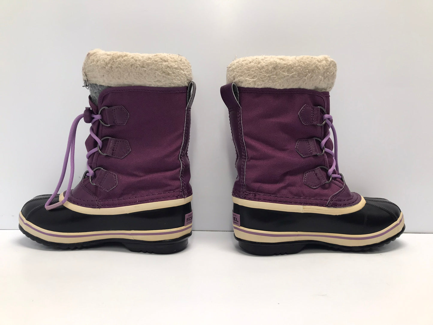 Winter Boots Child Size 2 Sorel Purple Black With Liner Waterproof