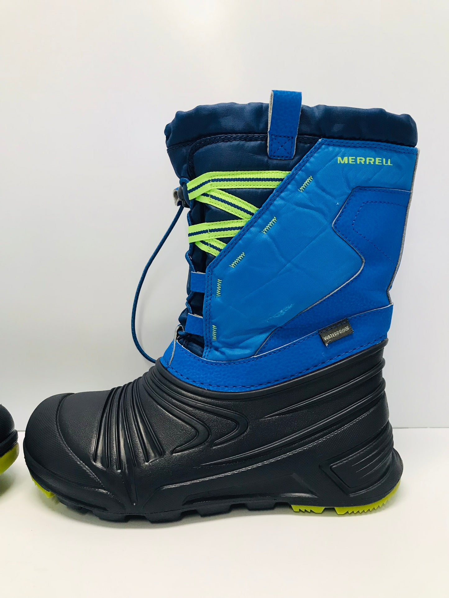 Winter Boots Child Size 4 Merrell Waterproof Rubber Soles Black Blue Minor Wear