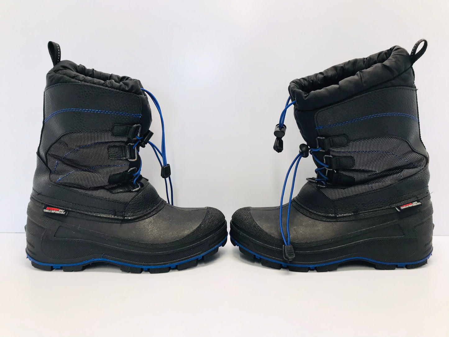 Winter Boots Child Size 7 Youth Canadien Waterproof Black Blue Excellent