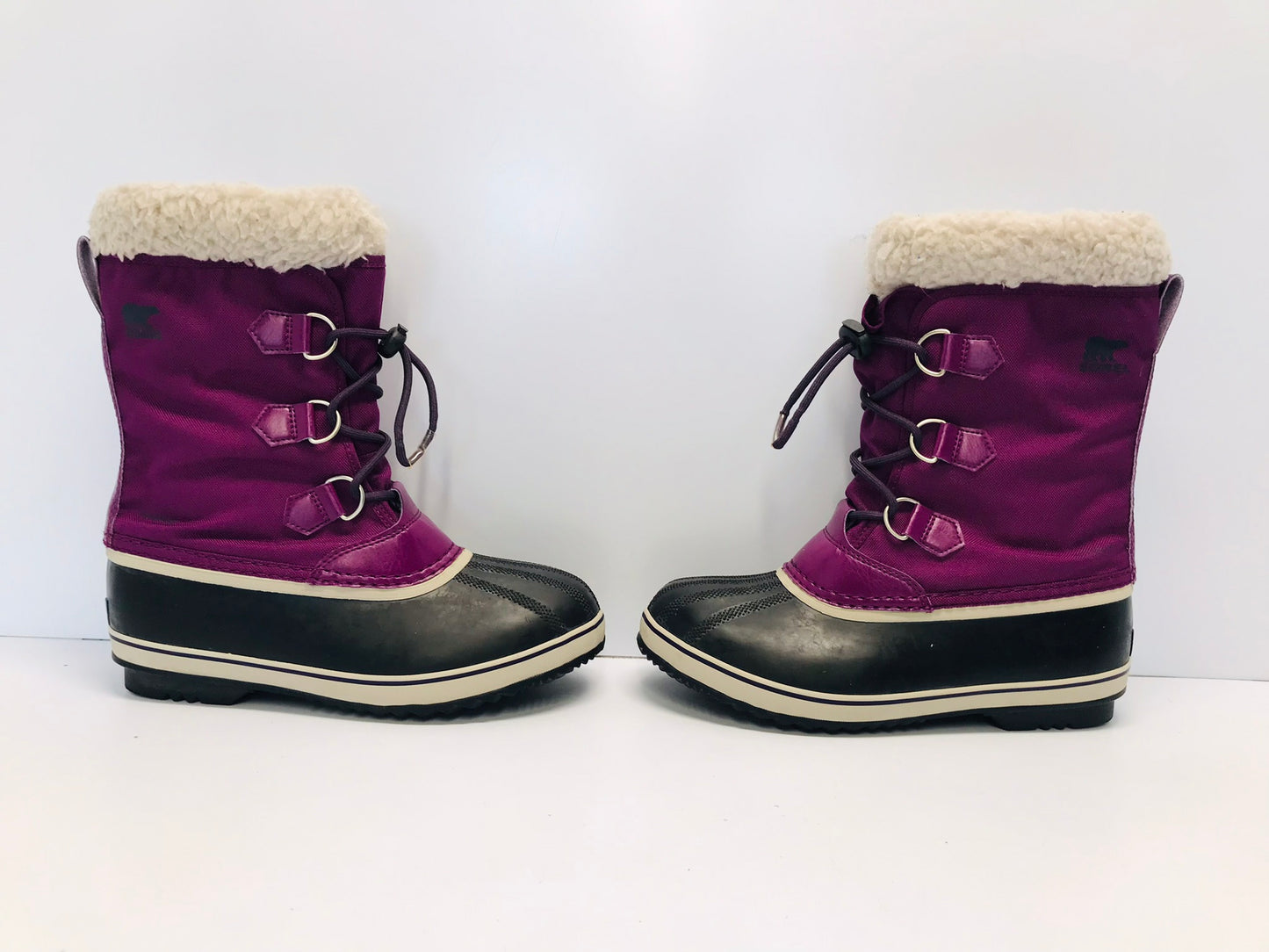 Winter Boots Child Size 7 Youth Sorel Waterproof With Liner Purple Black Excellent