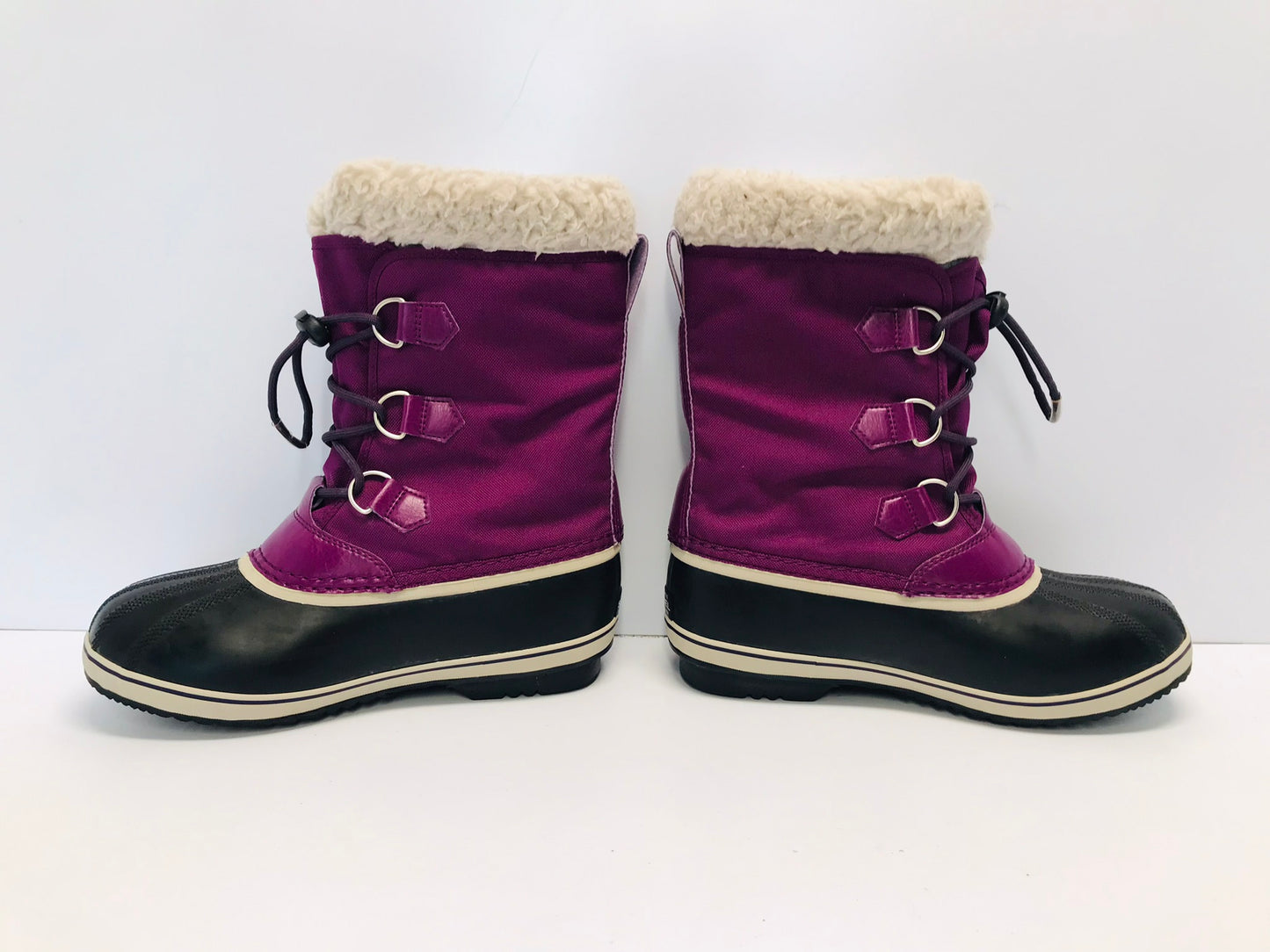 Winter Boots Child Size 7 Youth Sorel Waterproof With Liner Purple Black Excellent