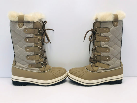 Winter Boots Ladies Size 6.5 Beige Faux Fur New