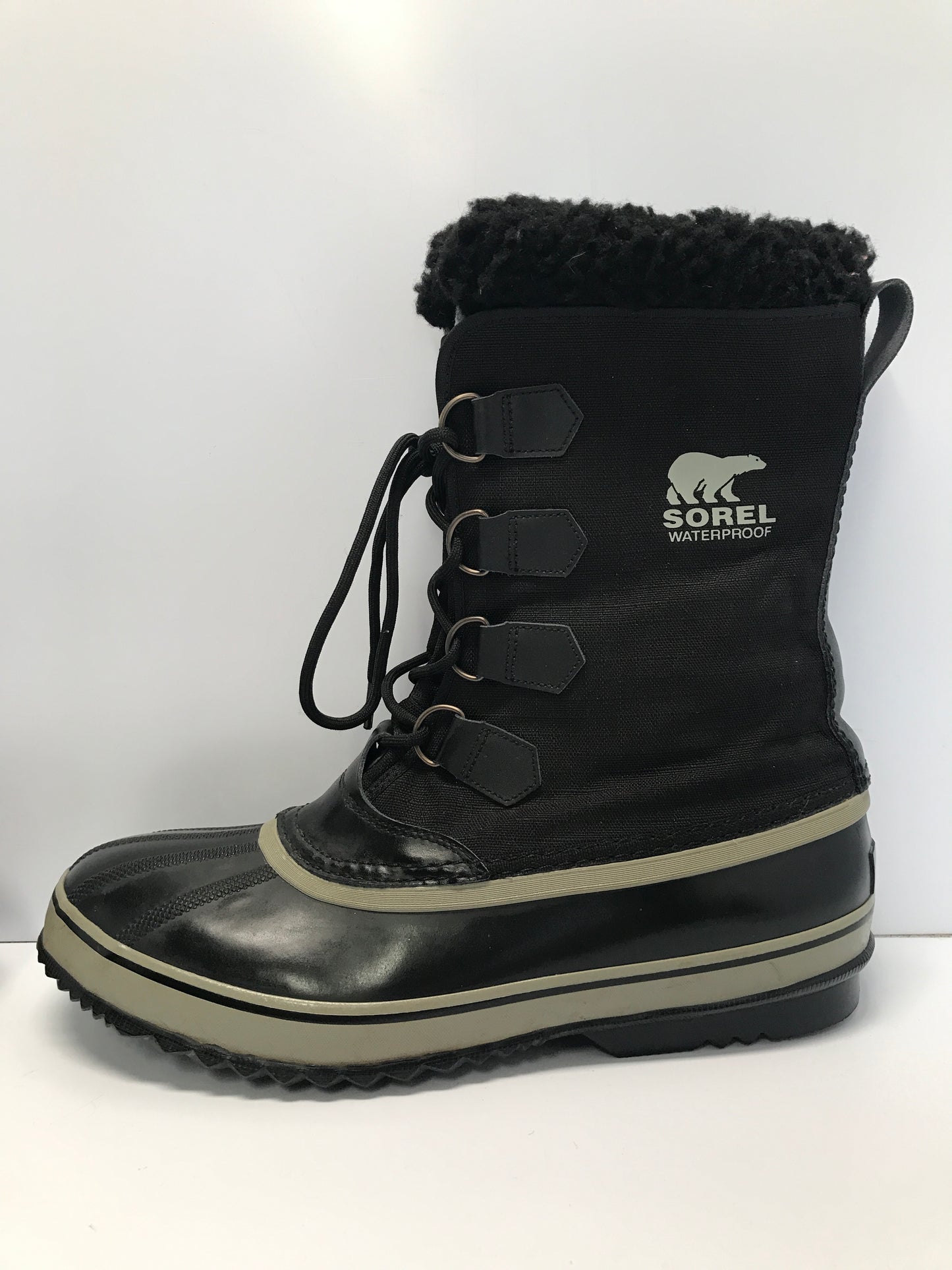 Winter Boots Men's Size 13 Sorel Black Grey With Liners Excellent