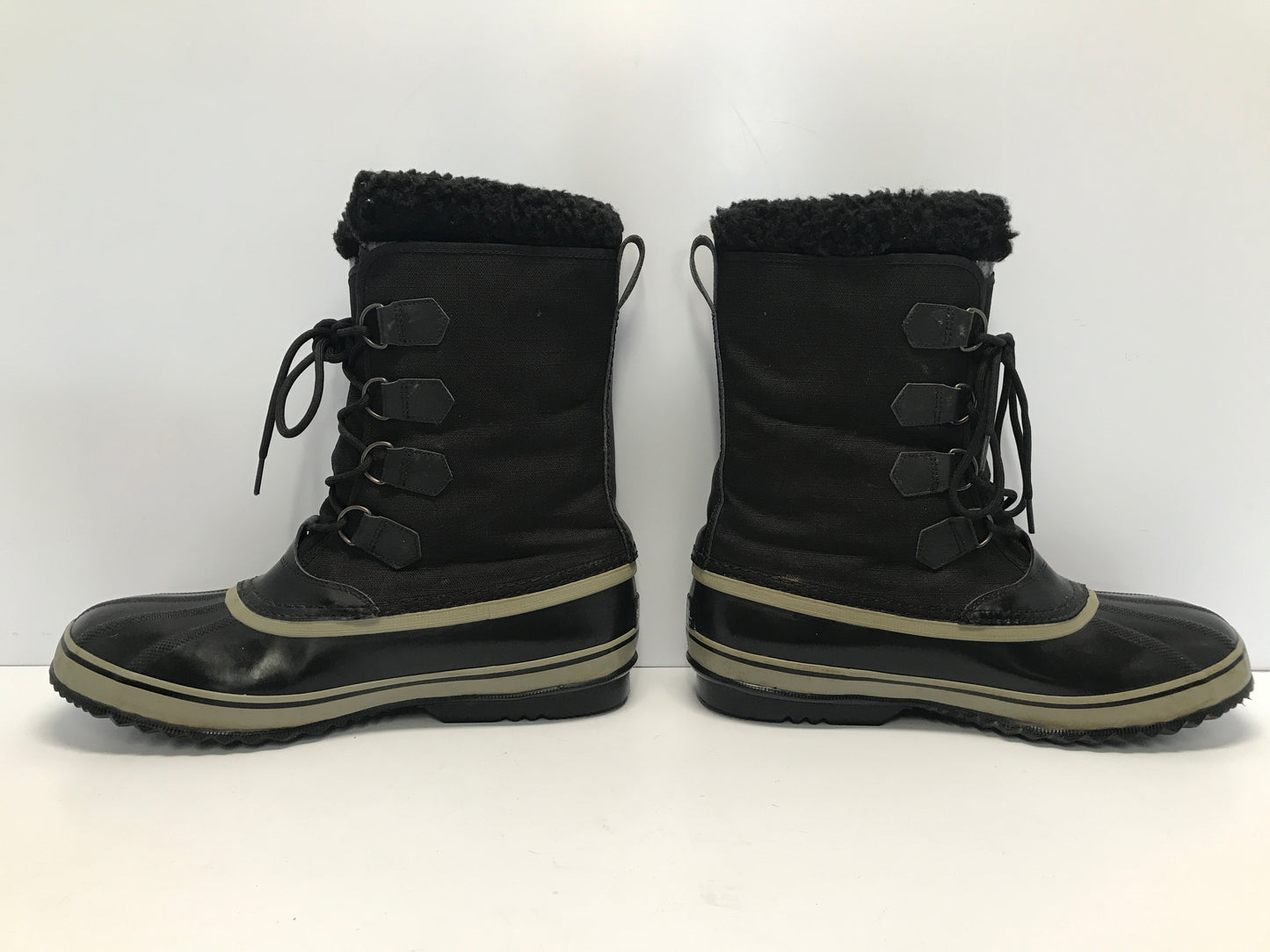 Winter Boots Men's Size 13 Sorel Black Grey With Liners Excellent