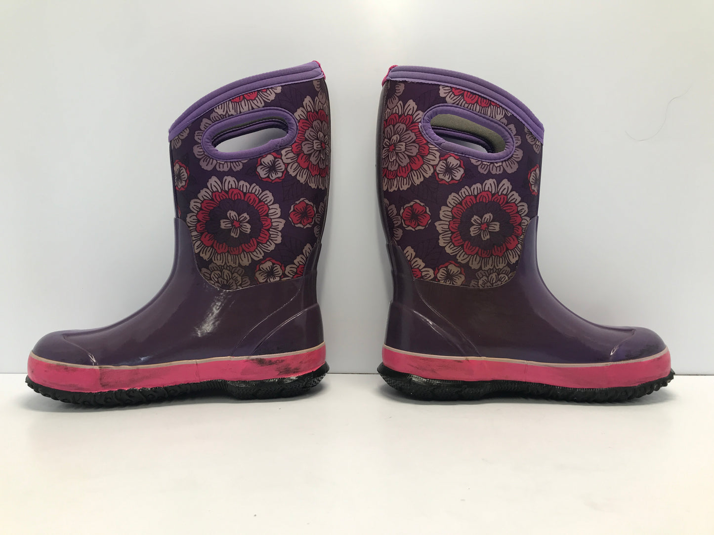 Winter Boots Rain Child Size 3 Bogs Purple Floral Pink To -30 Degree Some Marks Excellent Quality