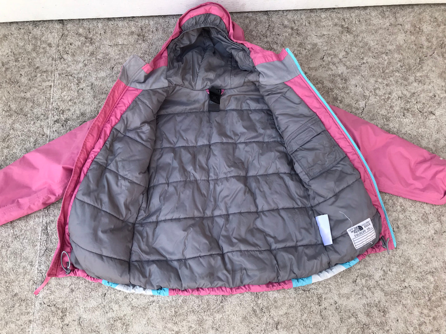 Winter Coat Child Size 10-12 The North Face Pink Blue Excellent