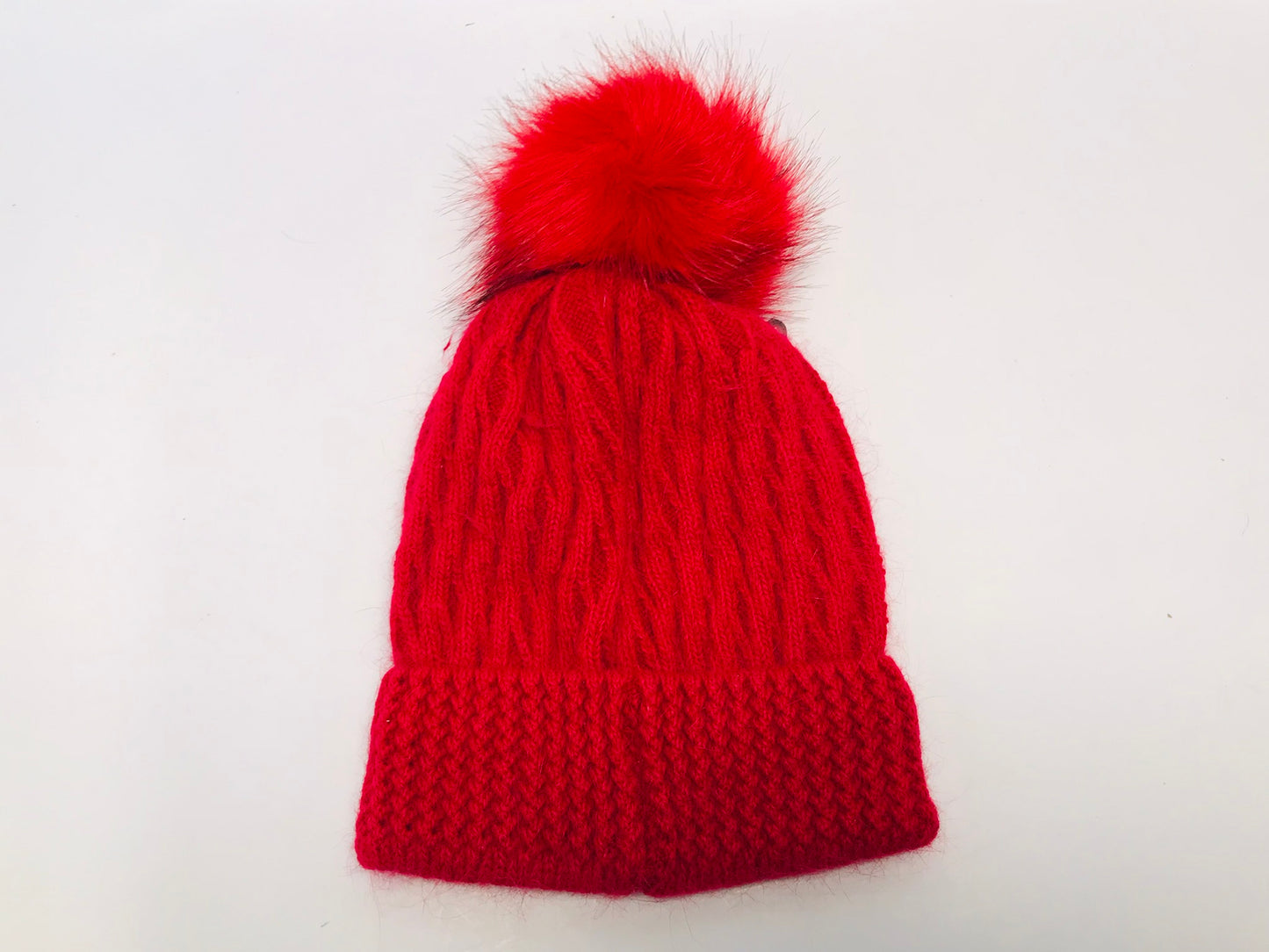 Winter Hat Ladies Medium Red Puff New With Tags