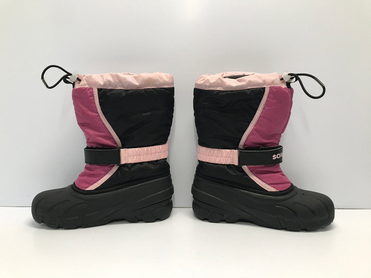 Winter Snow Boots Child Size 3 Sorel Black Pink With Liners Like New