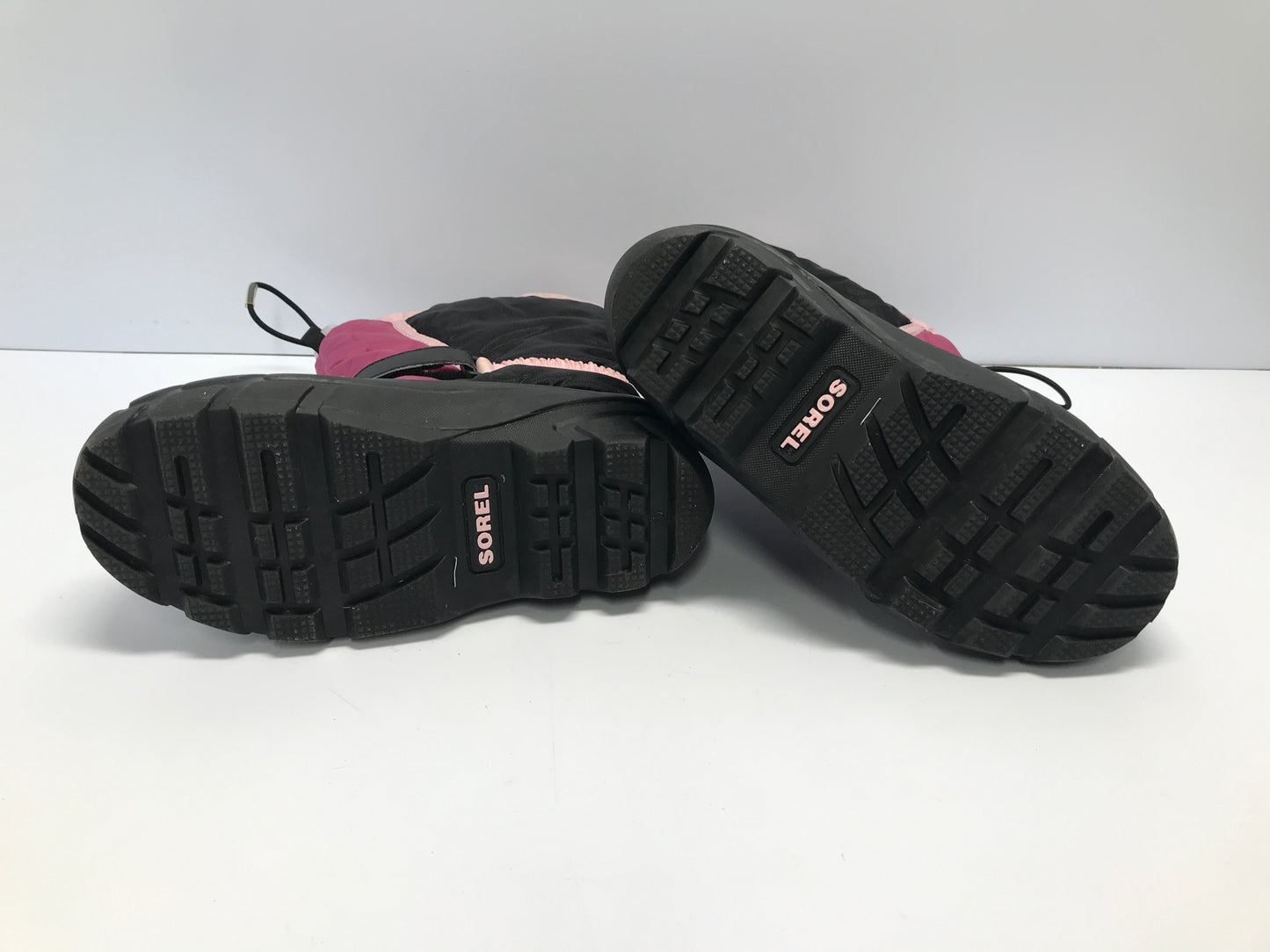 Winter Snow Boots Child Size 3 Sorel Black Pink With Liners Like New