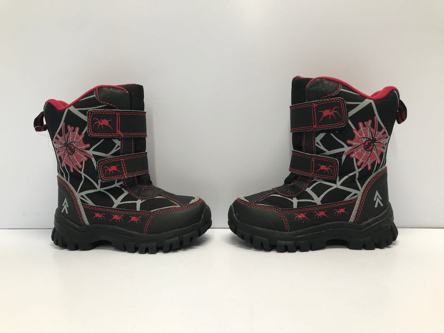 Winter Snow Boots Child Toddler Size 10 Spider Black Red Rubber Soles Like New