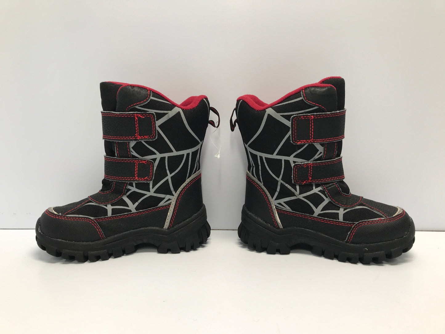 Winter Snow Boots Child Toddler Size 10 Spider Black Red Rubber Soles Like New