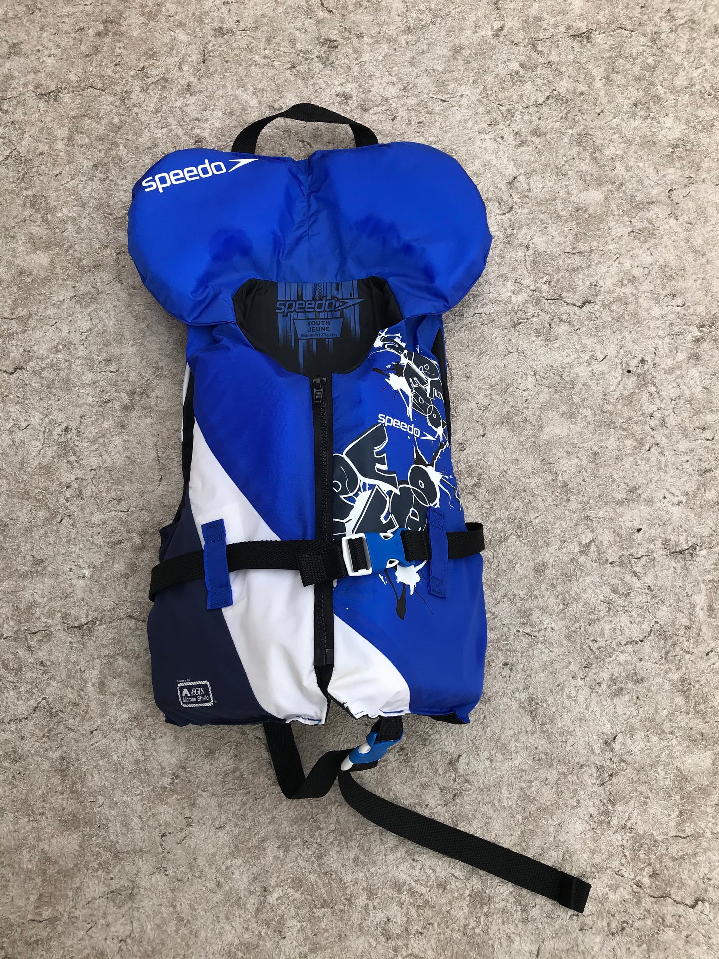 Life Jacket Child Size 60-90 Lb Speedo Blue White Black New Demo Model