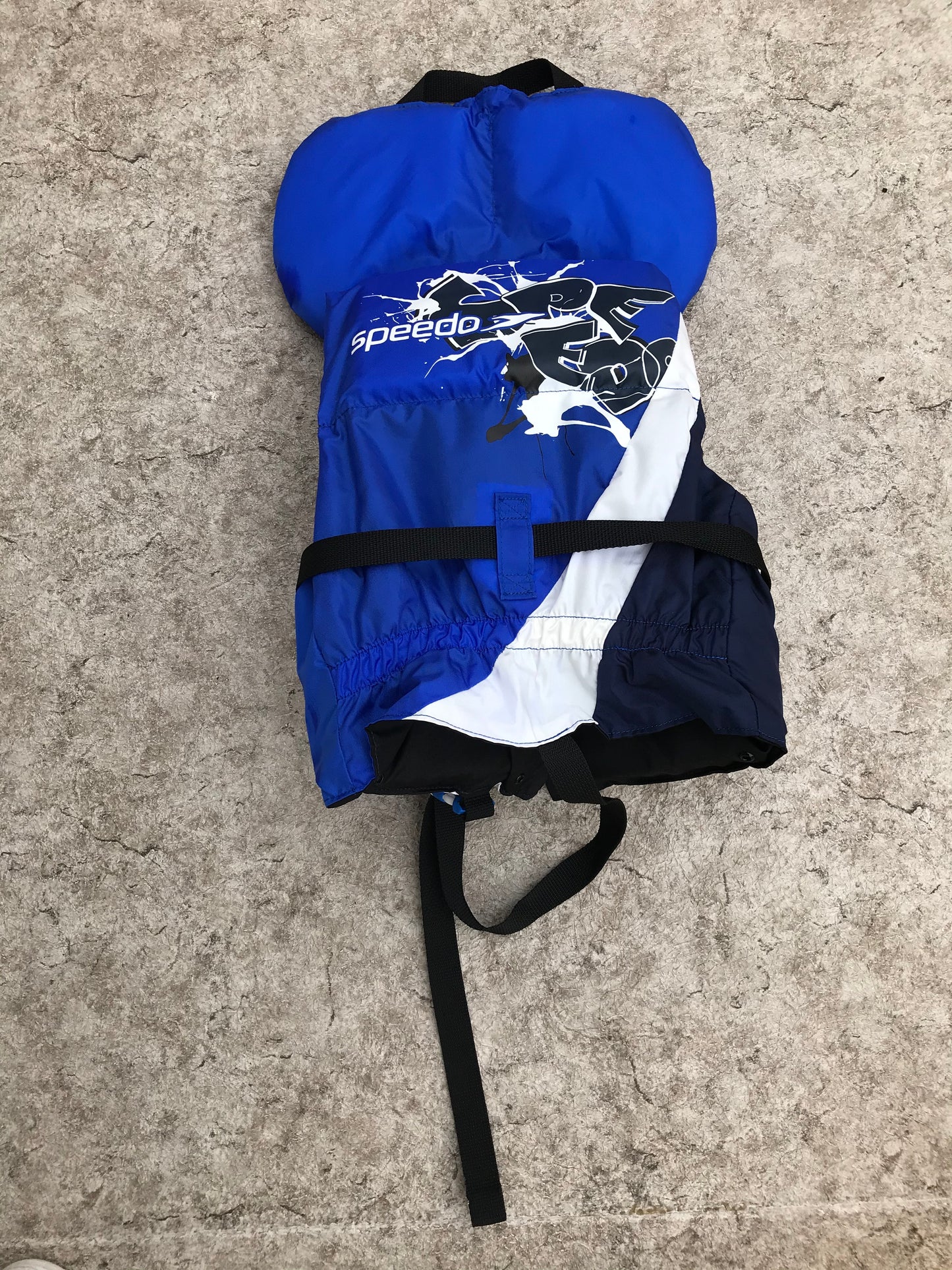 Life Jacket Child Size 60-90 Lb Speedo Blue White Black New Demo Model