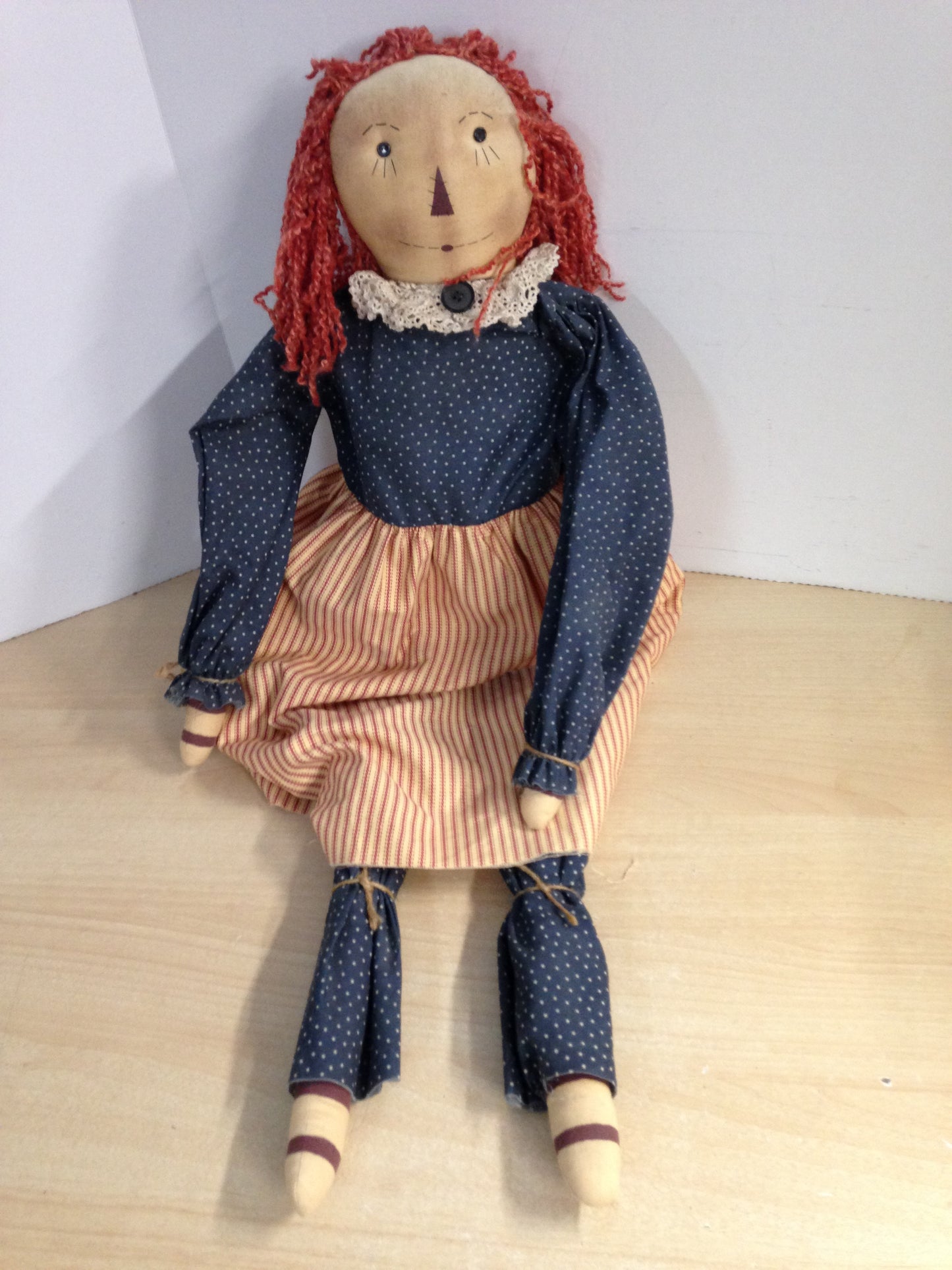 Folk Art Looking Raggedy Ann Large Handmade Doll 36" Tall