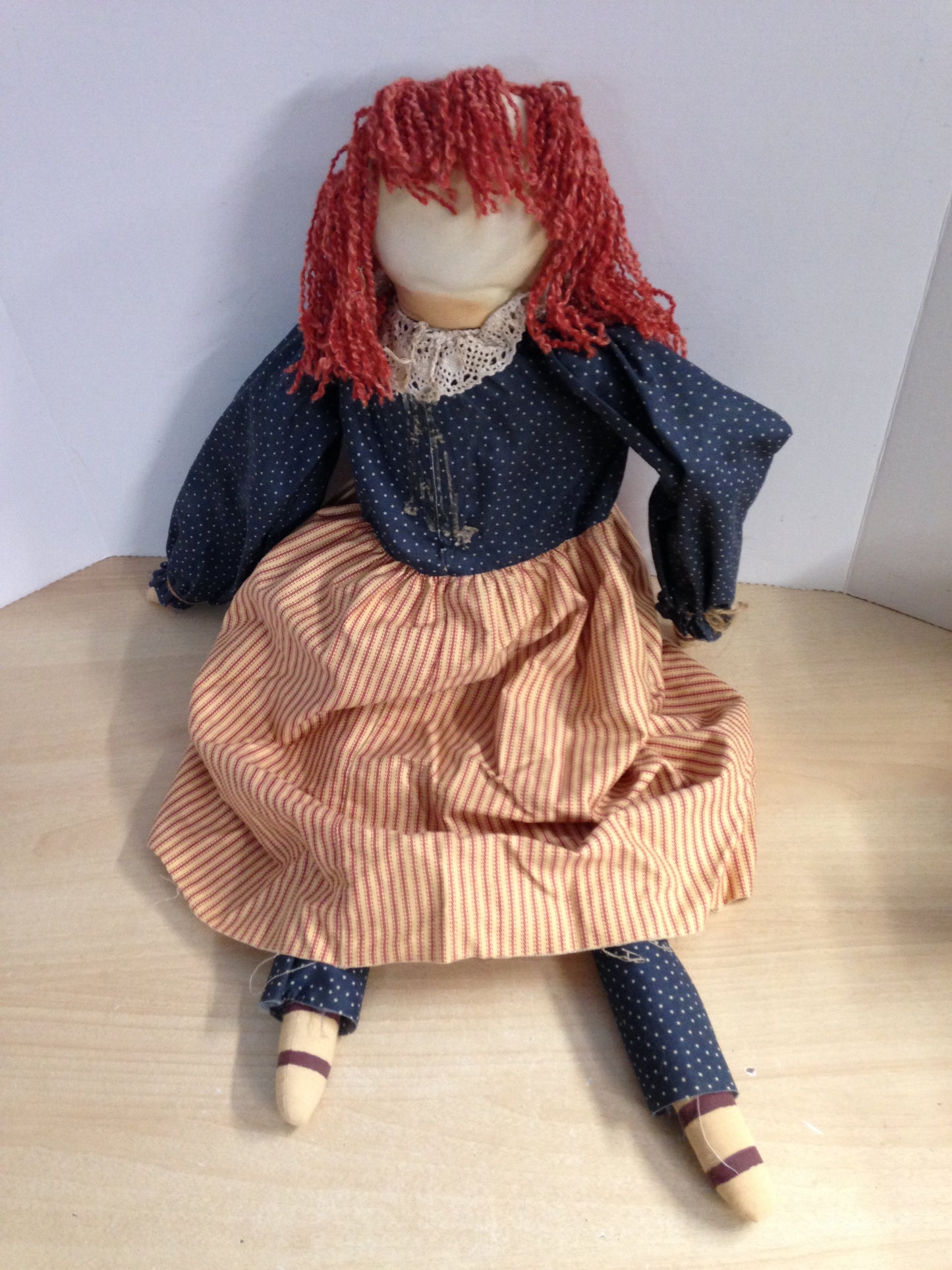 Folk Art Looking Raggedy Ann Large Handmade Doll 36" Tall