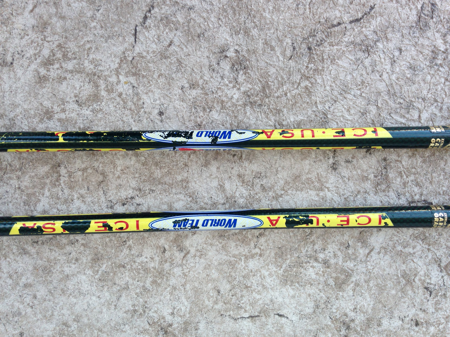 Ski Poles Adult Size 48 inch Ice USA Gold Cup World Team Green Yellow Rubber Handles Excellent