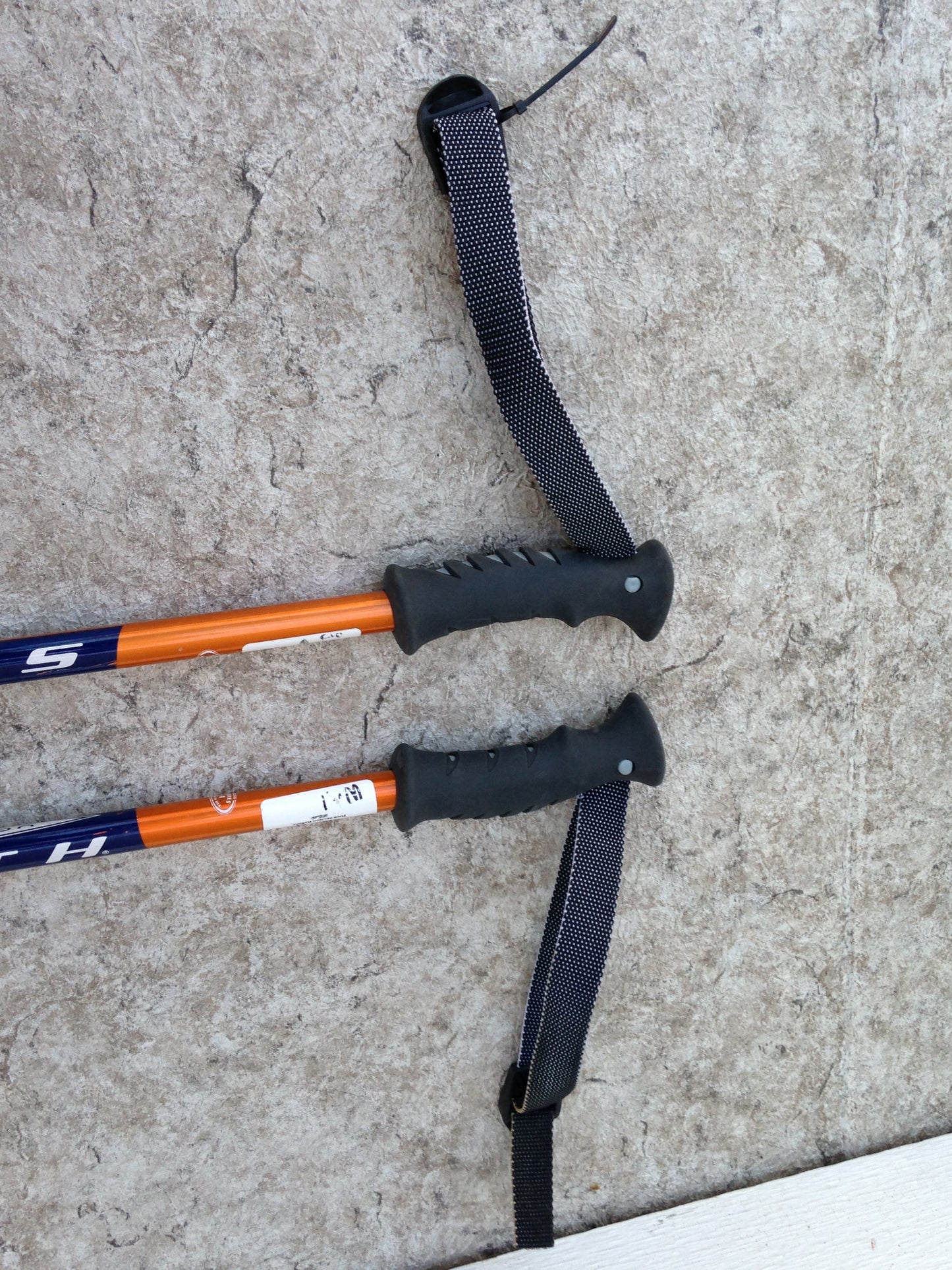 Ski Poles Adult Size 48 inch Smith Series 4 Orange Blue Rubber Handles Excellent