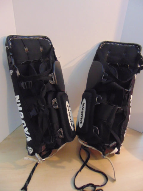 Hockey Goalie Shin Pads Child Size 28 Inch Vaughn Black White