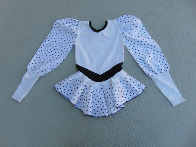 Figure Skating Dress Child Size 8-10 White Black Dots