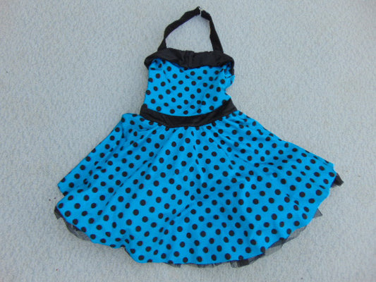 Ballet Dance Dress Child Size 8 Blue Black Dotted Satin Nylon New Demo Model