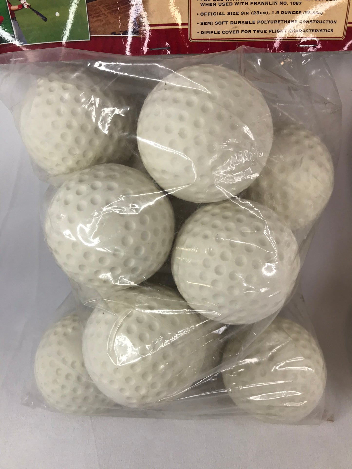 Baseball 12 pk Authentic Franklin Dimple Balls For Practice and Pitching Machines 9 inch