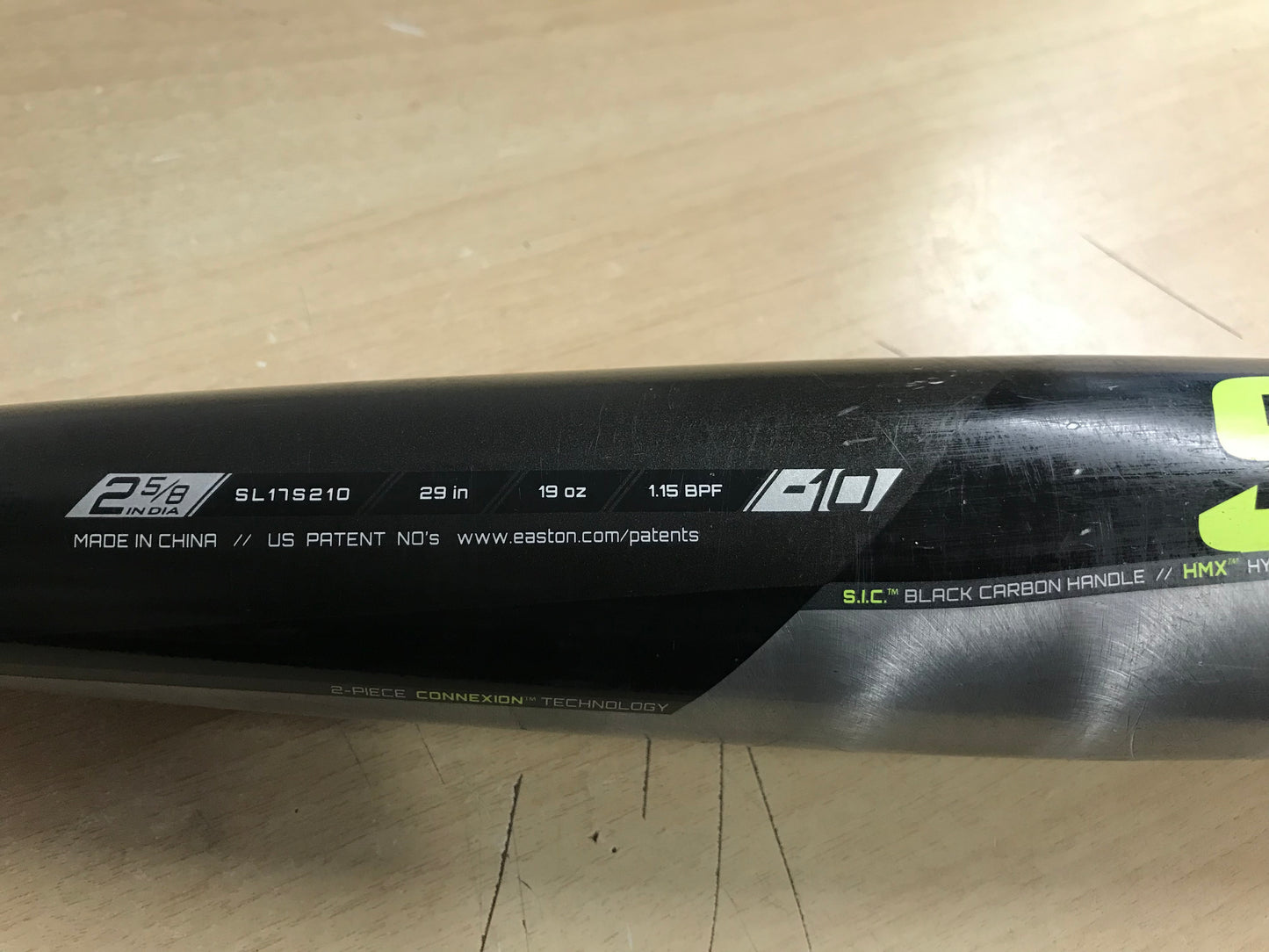 Baseball Bat 29 inch 19 oz Easton S2 Hybrid 2 pc Drop 10 5-8 Big Barrel Baseball Bat Black Lime and Steel Outstanding Quality