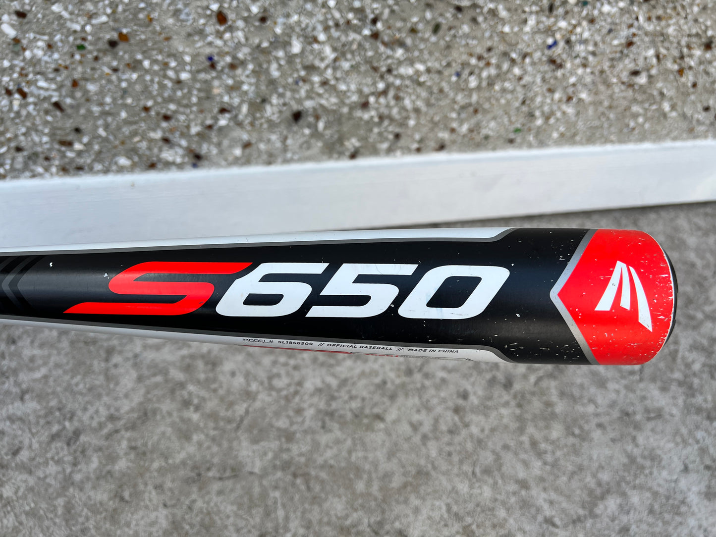 Baseball Bat 30 inch 21 oz Easton S650 Speed Brigade Baseball Black Orange Grey White