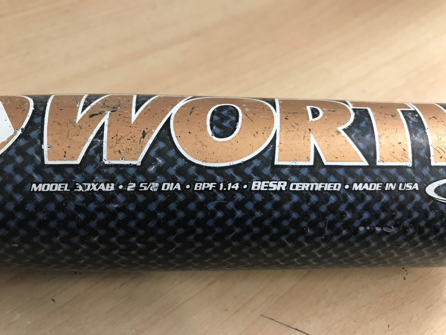 Baseball Bat 30 inch 27 oz Worth 3DX Fiber Flex Baseball Black Grey