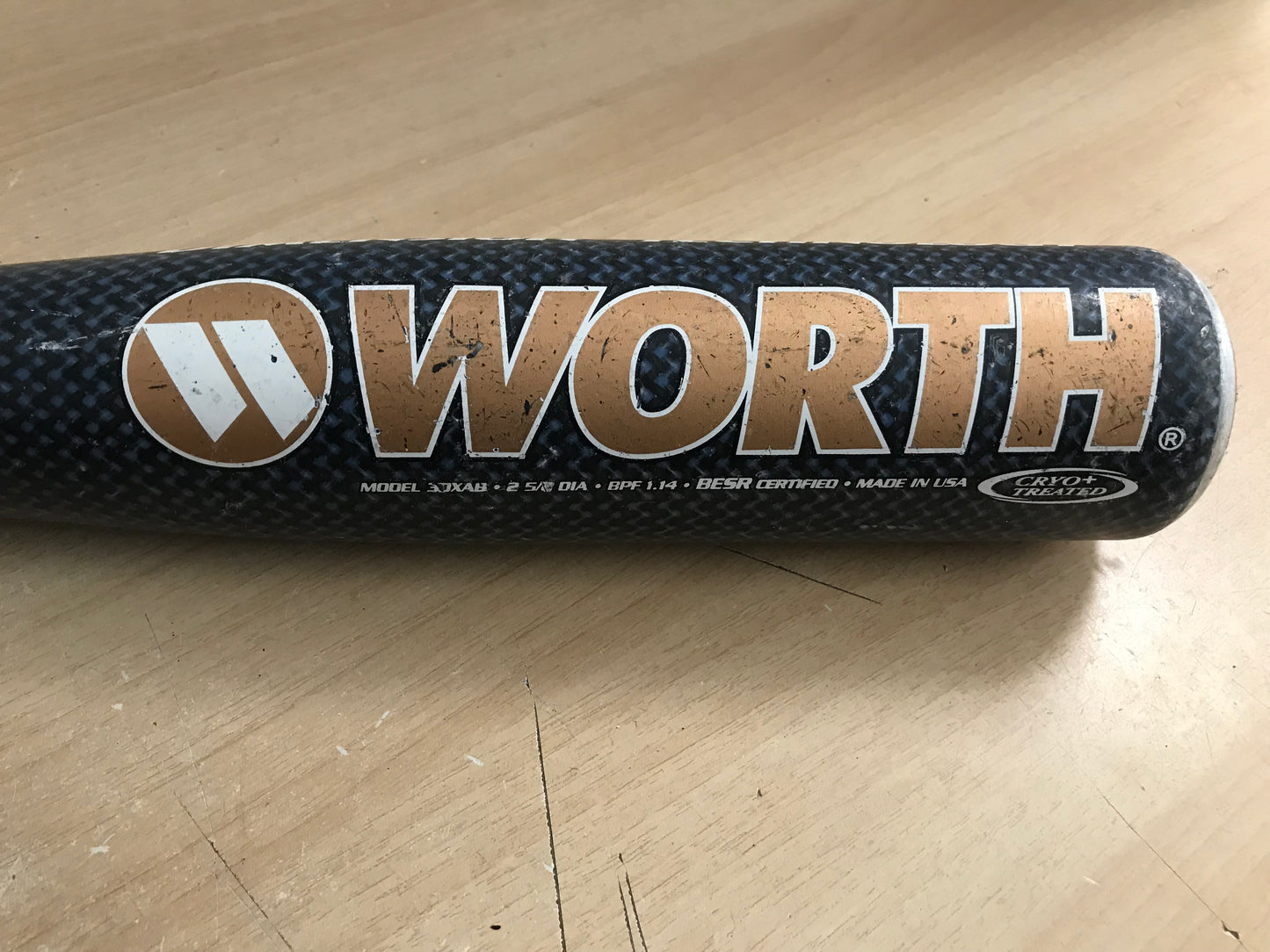 Baseball Bat 30 inch 27 oz Worth 3DX Fiber Flex Baseball Black Grey