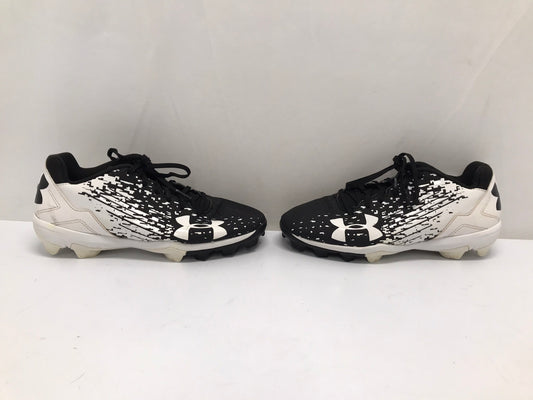 Baseball Shoes Cleats Child Size 6 Youth Under Armour Black White Excellent