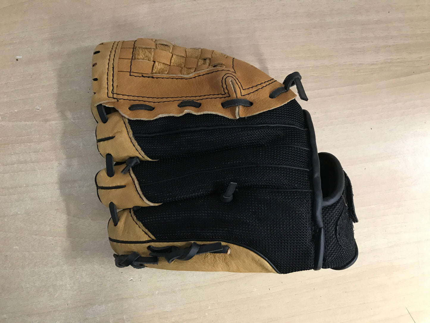 Baseball Glove Child Size 11 inch Easton Brown Black Leather Fits on Left Hand