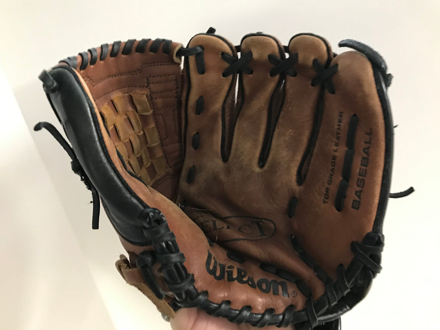 Baseball Glove Adult Size 11 inch Wilson Black Brown Leather Fits on Left Hand
