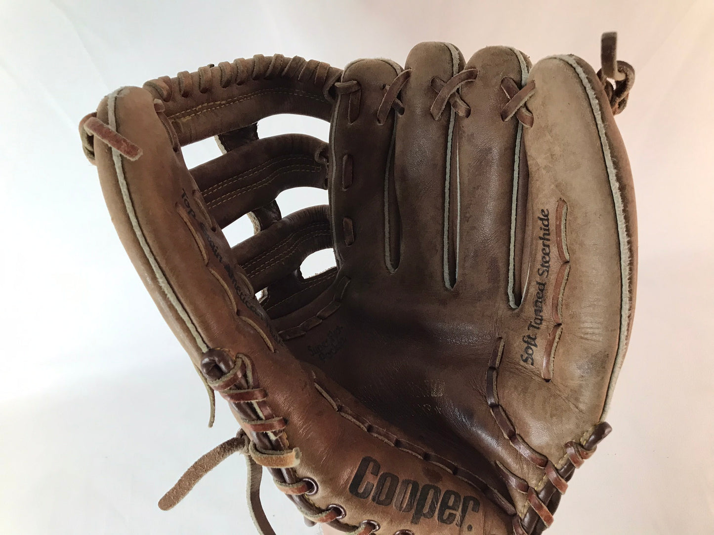 Baseball Glove Adult Size 12.5 inch Cooper Tan Leather Fits on LEFT Hand