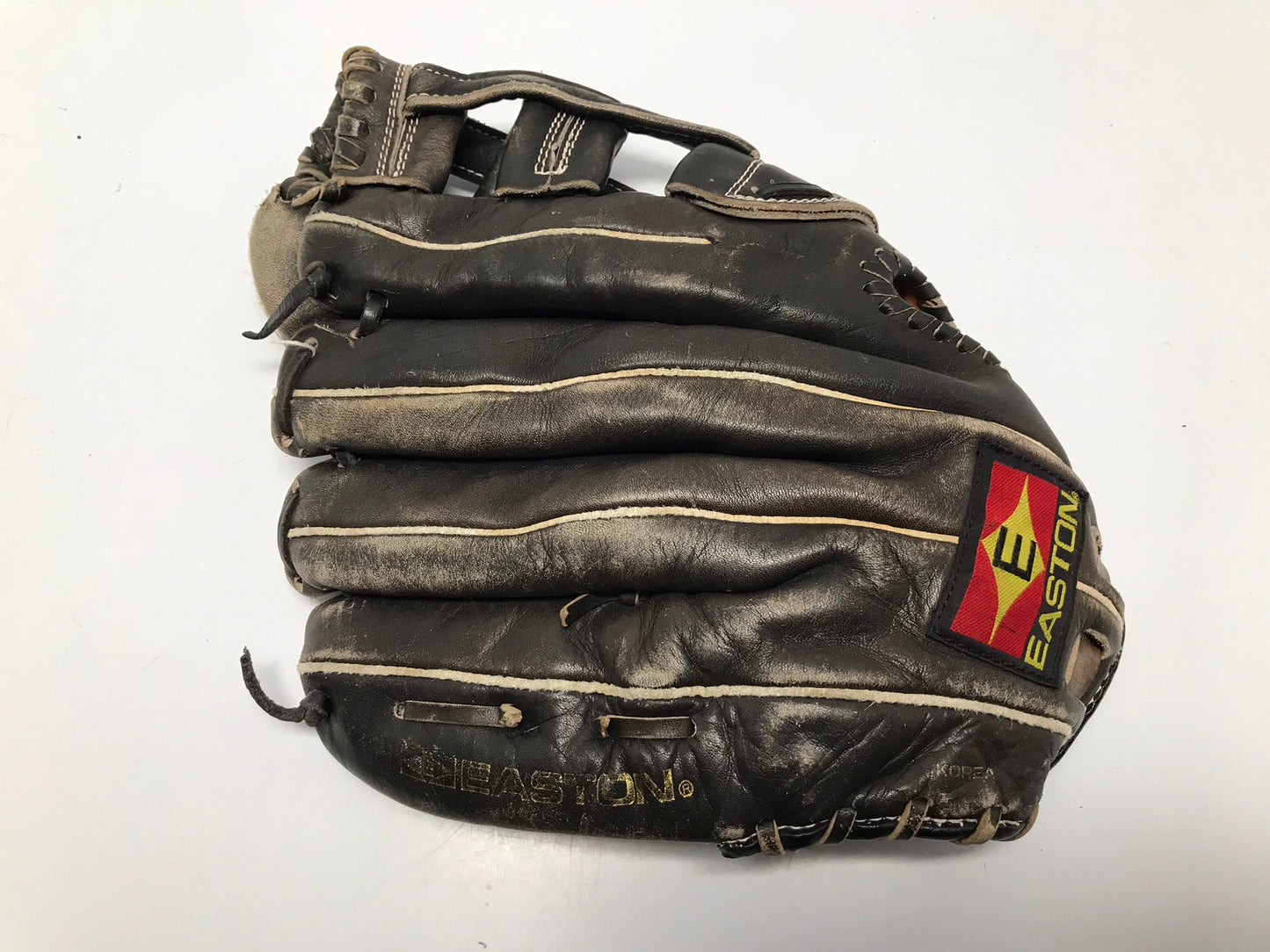 Baseball Glove Adult Size 12.5 inch Easton Leather Brown Black Fits Left Hand