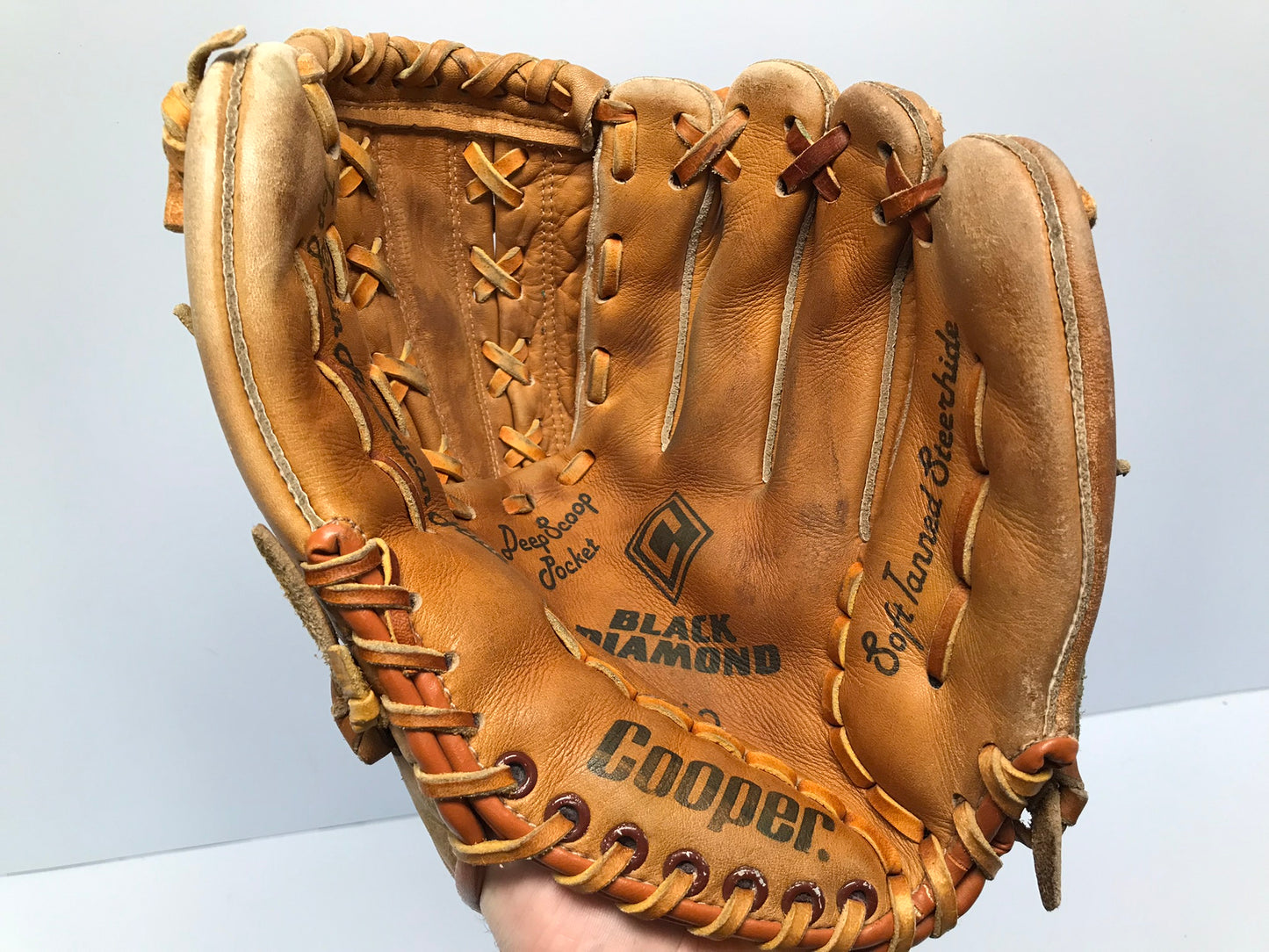 Baseball Glove Adult Size 12 inch Cooper Vintage Brown Leather Fits on Left Hand