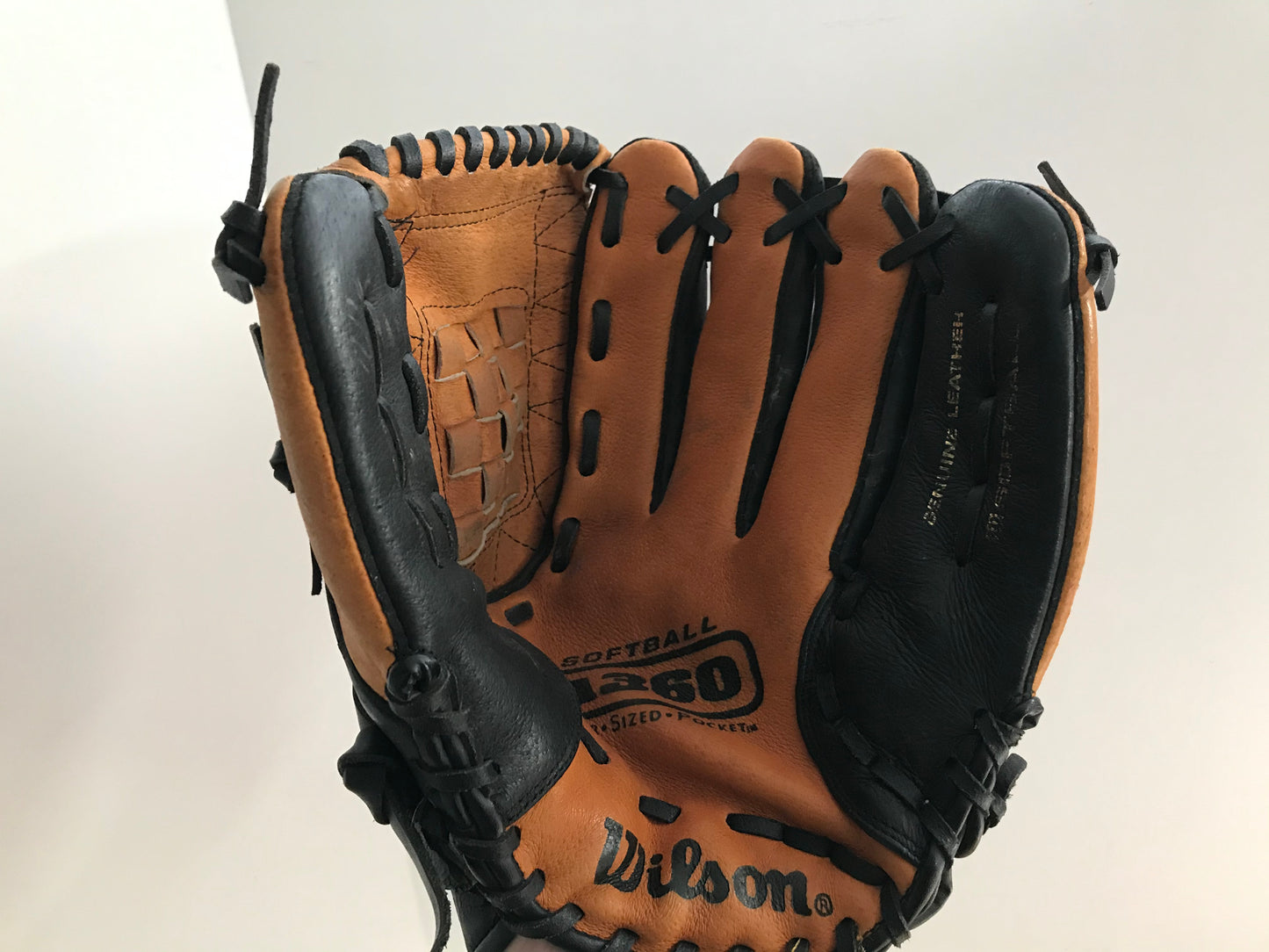 Baseball Glove Adult Size 13 inch Wilson A360 Soft Leather Brown Black Fits on Left Hand