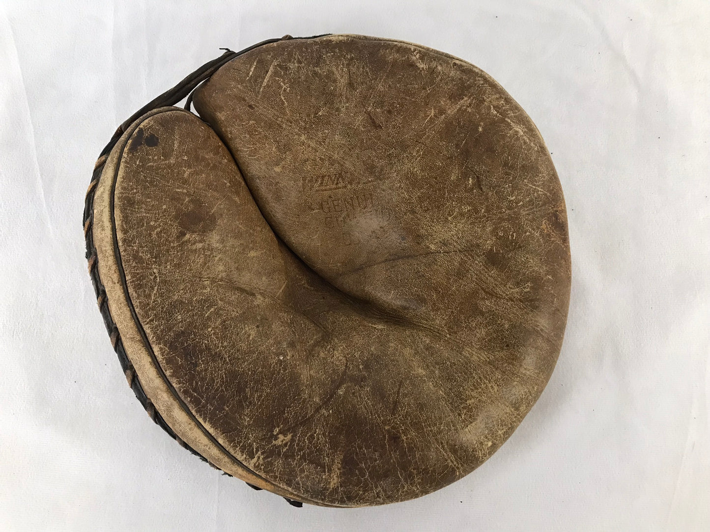 Baseball Glove Catchers Mitt Size 11.5 inch Vintage 1950's Winnwell Leather Brown Black Fits on Left Hand RARE