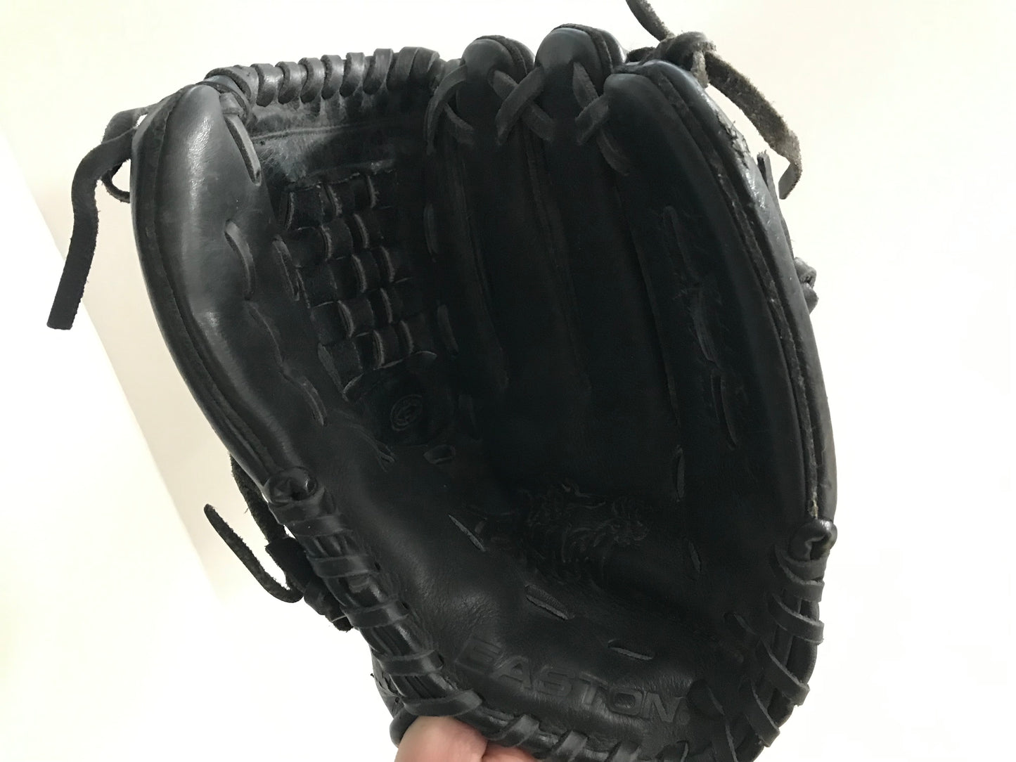 Baseball Glove Child Size 11 inch Easton Black Soft Leather Fits on Left Hand